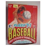 1991 Fleer baseball cards, 36 packs in box