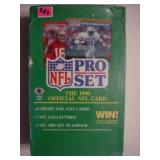 Box of 1990 Pro Set NFL football cards