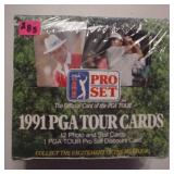 Box of 1991 Pro Set PGA golf cards