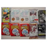 10 packs sports cards: Baseball, Football, Nascar,