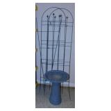 Glazed stoneware 2 pc. bird bath - 3 trellises