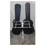 2 guitar cases - Folding music stand