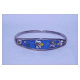 Sterling Silver? abalone inlaid cuff bracelet