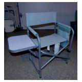 Folding camp lawn chair w/ side table & pockets