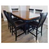 Nice solid wood tall dining table w/ leaves &