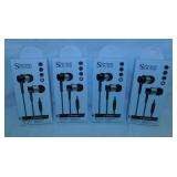 4 new stereo earbud headsets in boxes