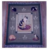 Warren Kimble triple woven folk art cat throw -