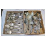 Antique silverplate serving utensils, forks,