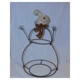 Stoneware & metal framed snowman 2-tier server,