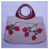 Rare Mid Century strawberry purse, marbled luciite