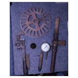 Antique hog oiler wheel - Walworth monkey wrench