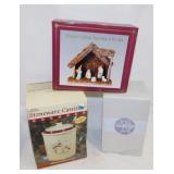 New stoneware snowman canister cookie jar in box