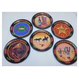 Budweiser Beer: Six 1996 tin beverage coasters -