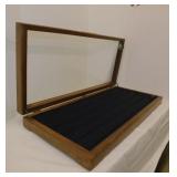Wood & glass showcase display, 28" x 12" x 3.5"