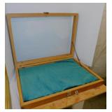 Wood & glass showcase display, 21" x 15" x 3"