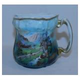 Antique porcelain hand painted mustache mug