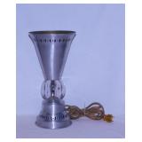 Mid Century aluminum & lucite urn vase table lamp,