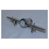 Art Deco chrome airplane desk clock, Skagen