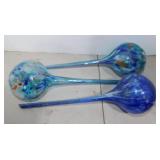 3 blown glass garden water globes - Garden tools -