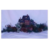 Christmas: Lighted primitive salt box house -