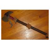 Ceremonial costume tomahawk w/ leather & beads,