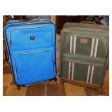 2 large canvas rolling luggage suitcases