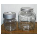 Square glass food storage jar w/ lid - Ceramic