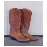 Men's leather Tony Lama tall shaft cowboy boots,