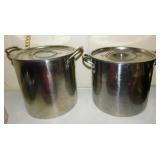 2 stainless stock pots w/ lids