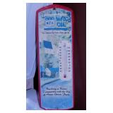 MFA oil thermometer, bent, red back, 12' tall -