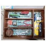 Vintage wooden silverware divided tray -