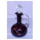 Bohemian ruby red cut to clear glass decanter
