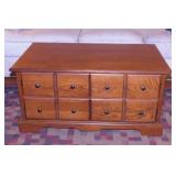 Nice Amish style rolling coffee table cabinet,