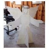 3 hand crafted plywood yard art Christmas angels,