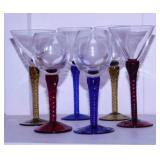 Six 1960's Empoli Italy crystal cordials w/