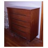 Nice Mid Century walnut highboy chest of 5 drawers