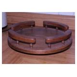 Small oak condiment lazy suzan - Glass & metal