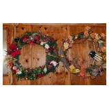 Two 40' decorated Autumn & Christmas wreaths