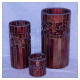 Mosaic glass pillar candle holders - Metal