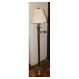 Brass bridge floor lamp w/ pleated shade