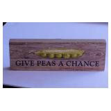 Give Peas A Chance sign - Basket & silk dried