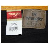 2 pair Wrangler 38x32 men's black jeans, one new