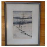 Original ink & watercolor landscape painting