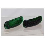 Pair of Fenton emerald glass Daisy & Button