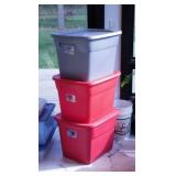 3 storage totes w/ lids