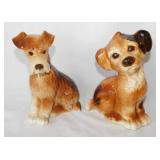 2 vintage whimsical ceramic dog figurines,