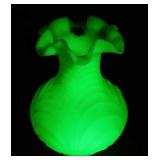 Lovely Fenton Uranium satin custard Drapery glass