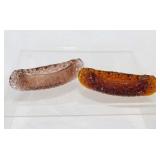 2 Fenton Daisy & Button glass canoes: Amethyst &