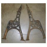 Antique cast iron school desk side frames - Iron