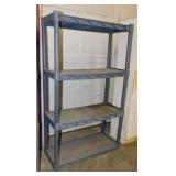 Plastic 4 shelf shelving unit, 34" x 14" x 56"